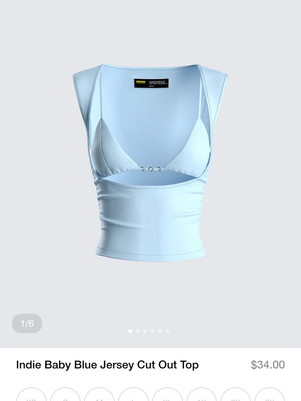 Finesse Baby Blue Jersey Cut-Out Tank Top